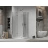 Mexen Lima Duo folding shower cubicle 80 x 70 cm, Transparent, Chrome + shower tray Flat - 856-080-070-01-02-4010