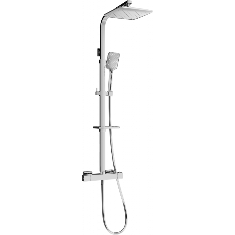 Mexen CQ62 surface-mounted shower set with rain showerhead and thermostatic mixer, chrome - 772506295-00