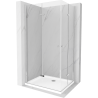 Mexen Lima Duo folding shower cubicle 90 x 80 cm, Transparent, Chrome + shower tray Flat - 856-090-080-01-02-4010