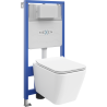 Mexen flush-mount Felix Slim toilet frame and bowl set Cube and soft close toilet seat set, White - 61030924000
