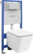Mexen flush-mount Felix Slim toilet frame and bowl set Cube and soft close toilet seat set, White - 61030924000