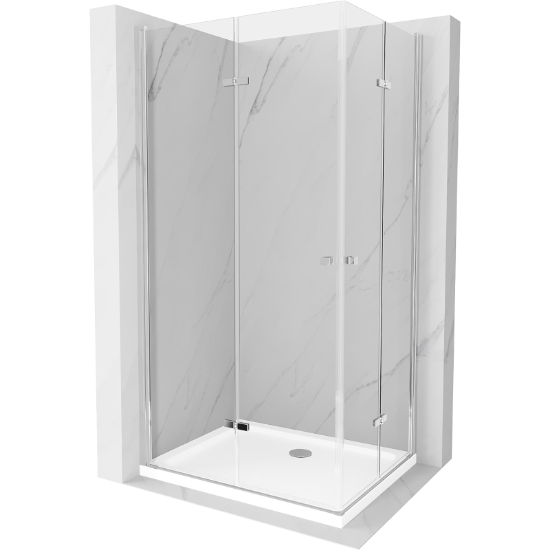 Mexen Lima Duo folding shower cabin 100 x 90 cm, transparent, chrome + Flat shower tray - 856-100-090-01-02-4010