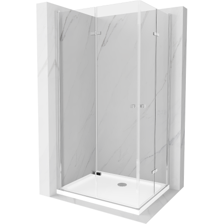 Mexen Lima Duo folding shower cabin 100 x 90 cm, transparent, chrome + Flat shower tray - 856-100-090-01-02-4010