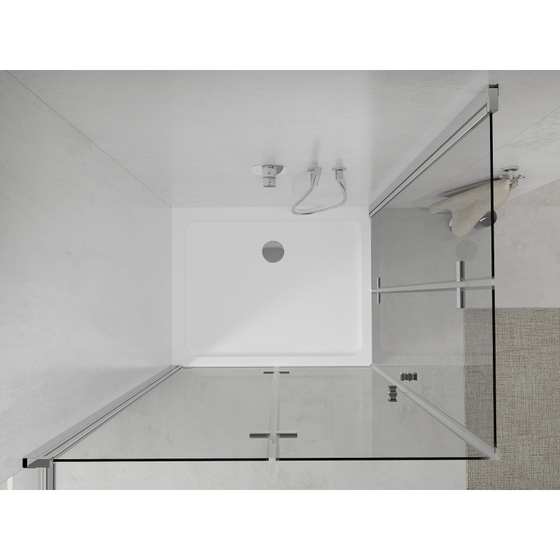 Mexen Lima Duo foldable shower cabin 100 x 90 cm, transparent, chrome + Flat shower tray - 856-100-090-01-02-4010