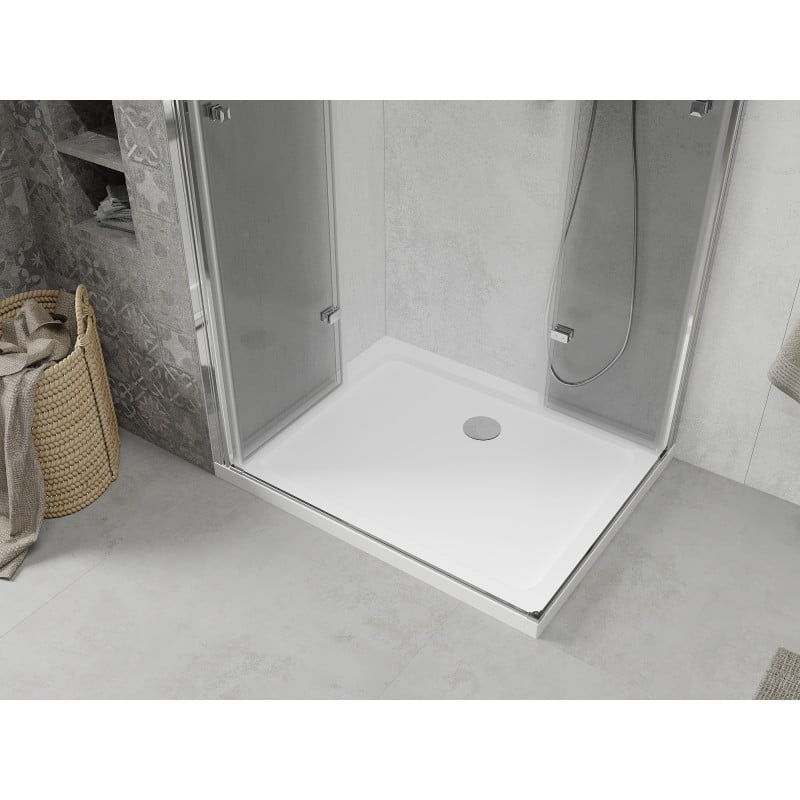 Mexen Lima Duo foldable shower cabin 100 x 90 cm, transparent, chrome + Flat shower tray - 856-100-090-01-02-4010