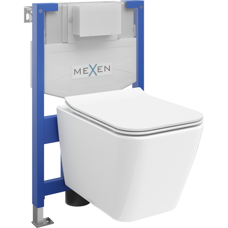 Mexen Cube WC Concealed Set Fenix XS-F Frame with WC Bowl and Soft-Close Seat, White Gloss - 68030924000