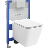 Mexen flush-mount Felix XS-F toilet frame and bowl set Cube and soft close toilet seat set, White - 68030924000