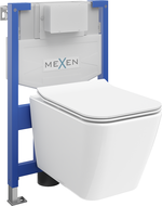 Mexen flush-mount Felix XS-F toilet frame and bowl set Cube and soft close toilet seat set, White - 68030924000