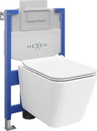 Mexen flush-mount Felix XS-U toilet frame and bowl set Cube and soft close toilet seat set, White - 68530924000