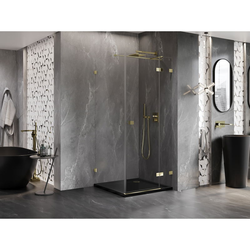 Mexen Lunar T right hinged shower cabin 80 x 80 cm, transparent, gold - 834T-080-080-50-00-P