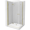 Mexen Lima Duo folding shower cubicle 80 x 70 cm, Transparent, Gold + shower tray Flat - 856-080-070-50-02-4010G