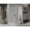 Mexen Lima Duo Folding Shower Cabin 90 x 80 cm, Transparent, Gold + Flat Shower Tray - 856-090-080-50-02-4010G