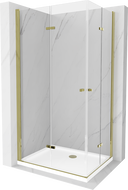 Mexen Lima Duo folding shower cubicle 100 x 90 cm, Transparent, Gold + shower tray Flat - 856-100-090-50-02-4010G