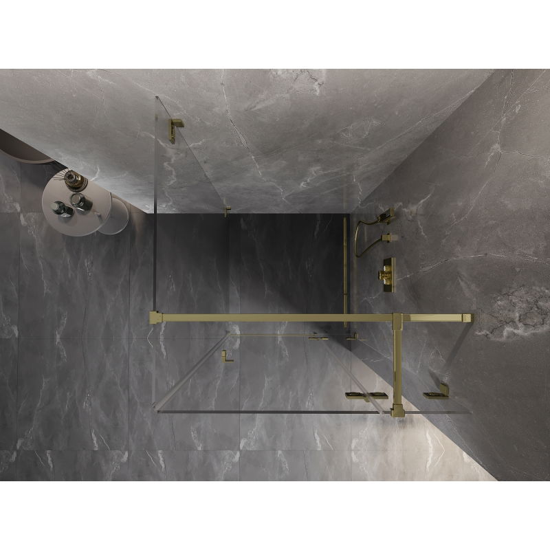 Mexen Lunar T right-hinged shower cabin 90 x 90 cm, transparent, gold - 834T-090-090-50-00-P