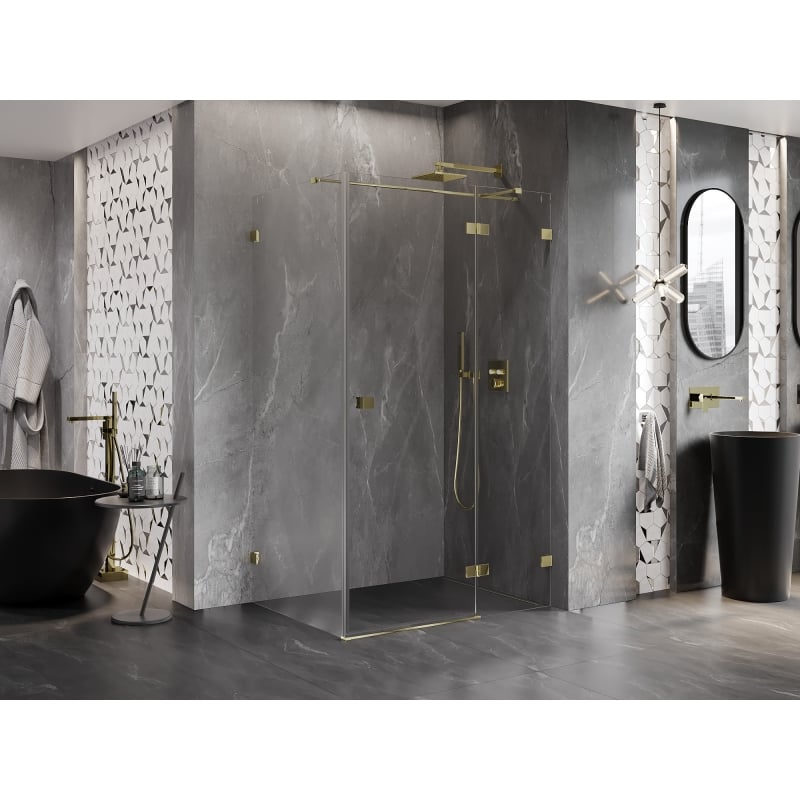Mexen Lunar T right-hinged shower cabin 100 x 110 cm, transparent, gold - 834T-100-110-50-00-P