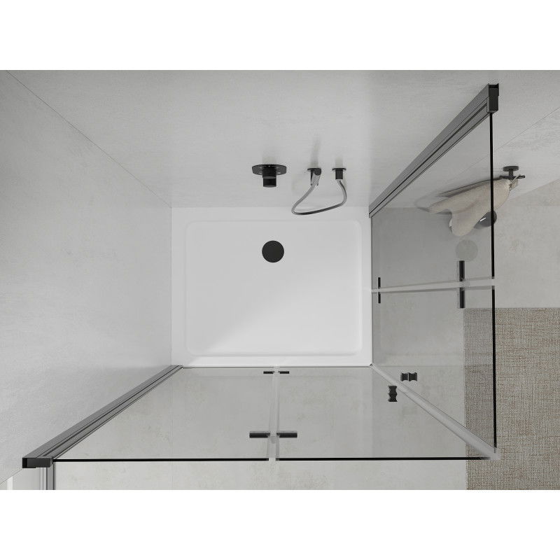 Mexen Lima Duo folding shower cabin 90 x 80 cm, transparent, black + Flat tray - 856-090-080-70-02-4010B