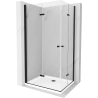 Mexen Lima Duo Folding Shower Cabin 90 x 80 cm, Transparent, Black + Flat Shower Tray - 856-090-080-70-02-4010B