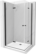 Mexen Lima Duo Folding Shower Cabin 90 x 80 cm, Transparent, Black + Flat Shower Tray - 856-090-080-70-02-4010B