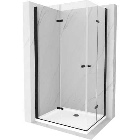 Mexen Lima Duo folding shower enclosure 100 x 90 cm, transparent, black + Flat shower tray - 856-100-090-70-02-4010B