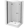 Mexen Lima Duo folding shower cubicle 100 x 90 cm, Transparent, Black + shower tray Flat - 856-100-090-70-02-4010B