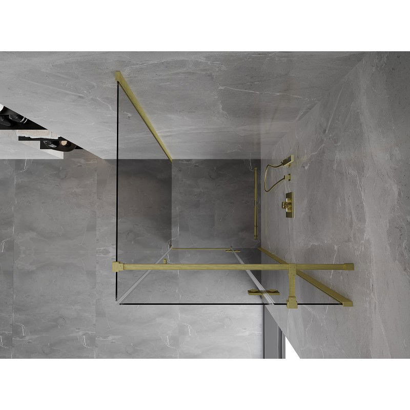 Mexen Mist-H T Right-Hinged Shower Enclosure 100 x 100 cm, Transparent, Brushed Gold - 8A5T-100-100-55-00-P