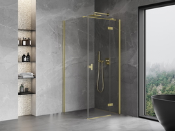 Mexen Mist H T Shower Enclosure Hinged Right 90 x 90 cm, Transparent, Brushed Gold - 8A5T-090-090-55-00-P