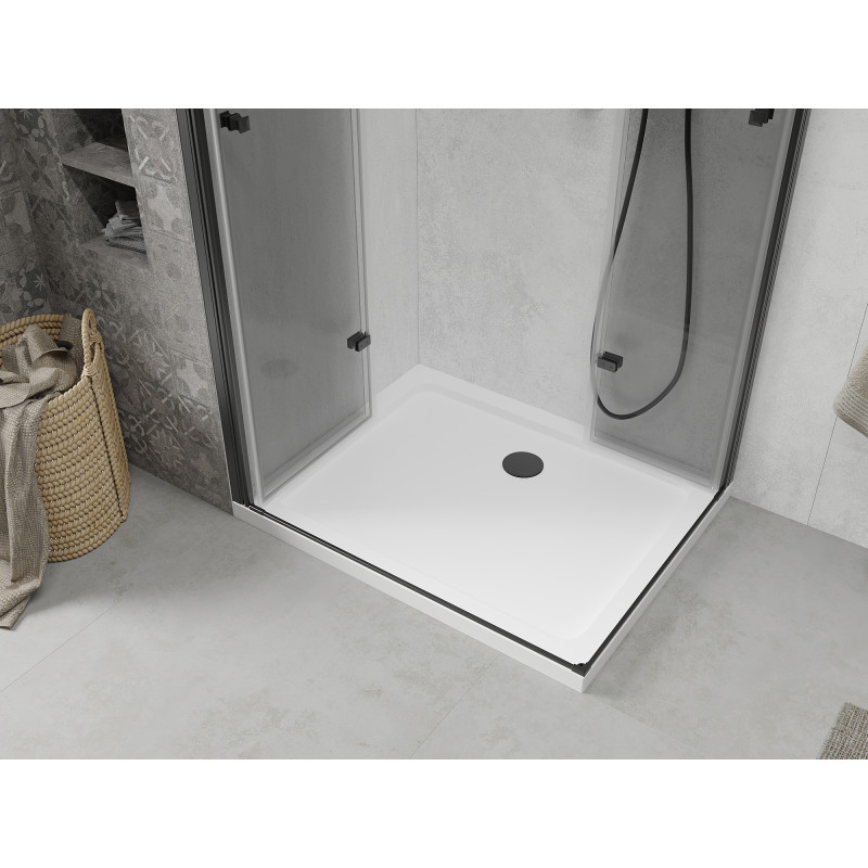 Mexen Lima Duo folding shower cabin 100 x 90 cm, transparent, black + Flat tray - 856-100-090-70-02-4010B