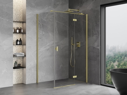 Mexen Mist-H T right-hand hinged shower cabin 90 x 70 cm, transparent, brushed gold - 8A5T-090-070-55-00-P