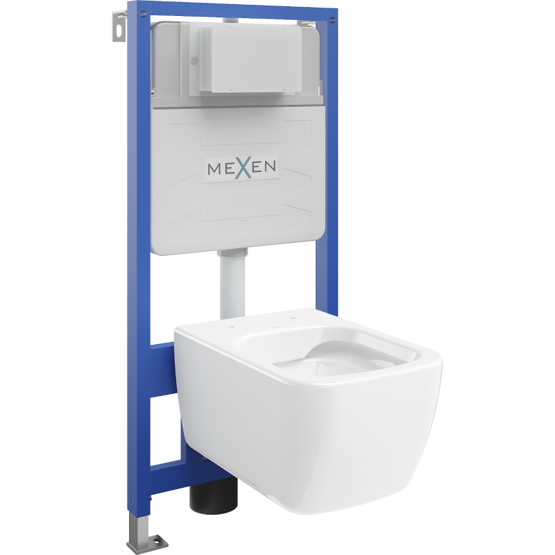 Mexen Fenix Slim Concealed WC Frame Set with Stella WC Bowl, White Gloss - 6103368XX00