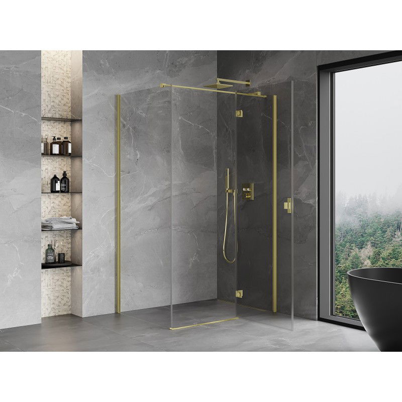 Mexen Mist-H T right swing shower cabin 90 x 70 cm, transparent, brushed gold - 8A5T-090-070-55-00-P