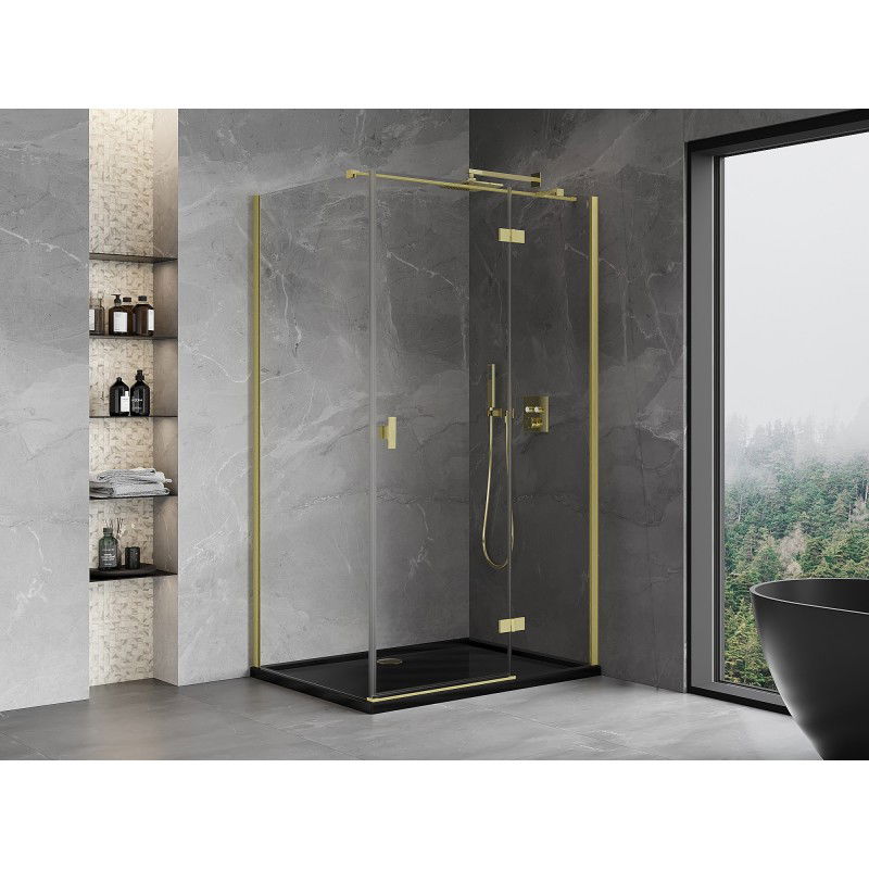 Mexen Mist-H T Right-Side Hinged Shower Enclosure 110 x 85 cm, Transparent, Brushed Gold - 8A5T-110-085-55-00-P