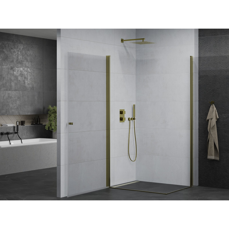 Mexen Pretoria Duo pivot shower cabin 80 x 70 cm, transparent, gold - 852-080-070-50-00-02