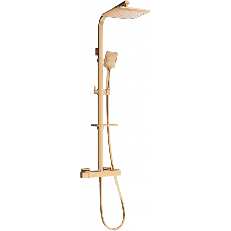 Mexen CQ62 exposed shower set with rain shower and thermostatic mixer, rose gold - 772506295-60