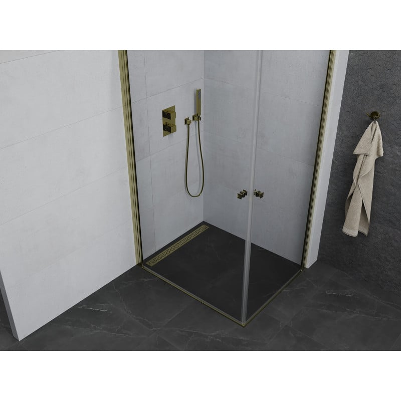 Mexen Pretoria Duo shower cabin with hinged doors 90 x 80 cm, transparent, gold - 852-090-080-50-00-02