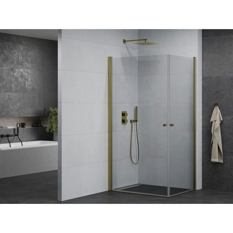 Mexen Pretoria Duo Swing Shower Enclosure 90 x 80 cm, Transparent, Gold - 852-090-080-50-00-02