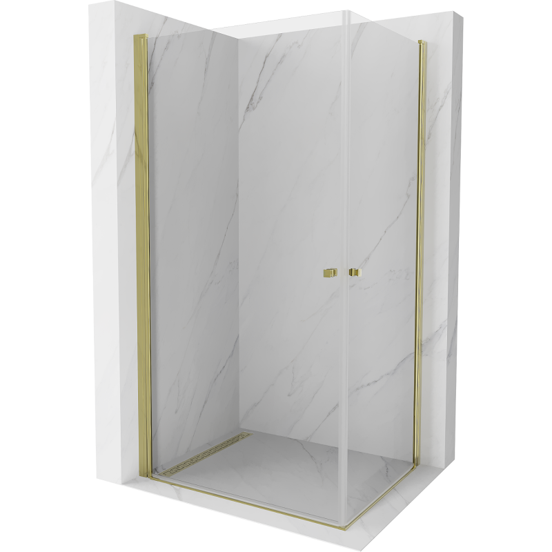 Mexen Pretoria Duo Swing Shower Enclosure 90 x 80 cm, Transparent, Gold - 852-090-080-50-00-02