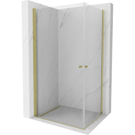Mexen Pretoria Duo hinged shower cubicle 90 x 80 cm, Transparent, Gold - 852-090-080-50-00-02