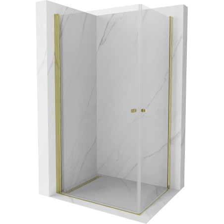Mexen Pretoria Duo shower cabin with hinged doors 90 x 80 cm, transparent, gold - 852-090-080-50-00-02