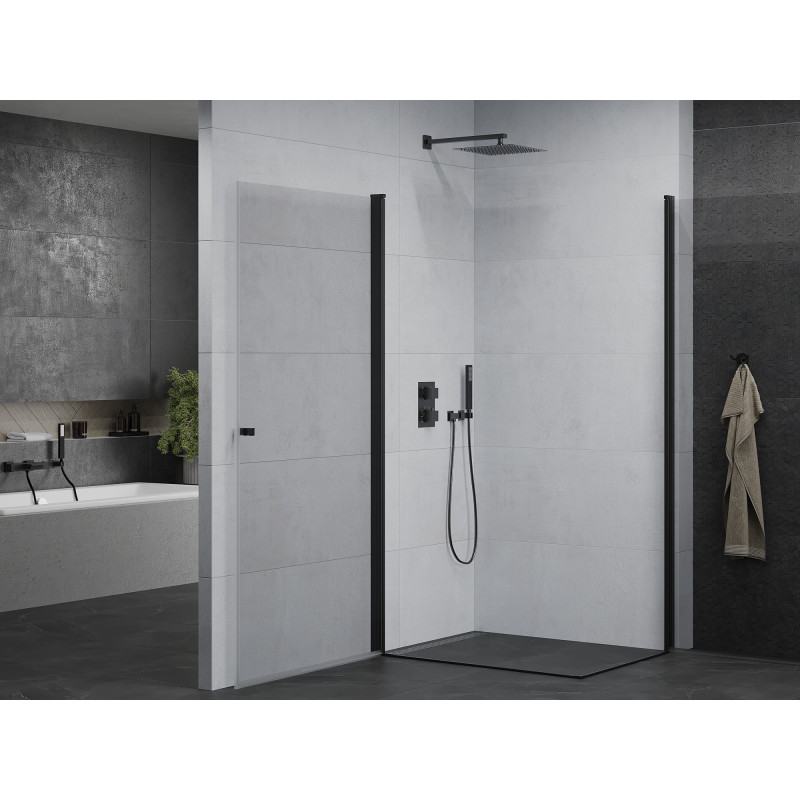 Mexen Pretoria Duo pivot shower cabin 90 x 80 cm, transparent, black - 852-090-080-70-00-02