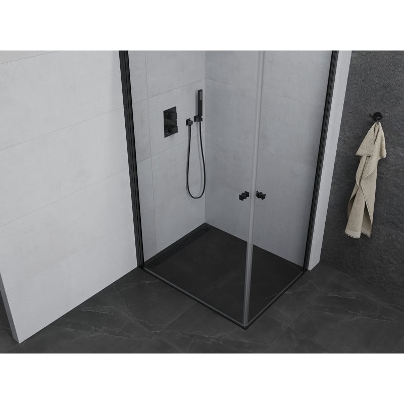 Mexen Pretoria Duo pivot shower cabin 90 x 80 cm, transparent, black - 852-090-080-70-00-02