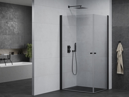 Mexen Pretoria Duo Hinged Shower Enclosure 90 x 80 cm, Transparent, Black - 852-090-080-70-00-02