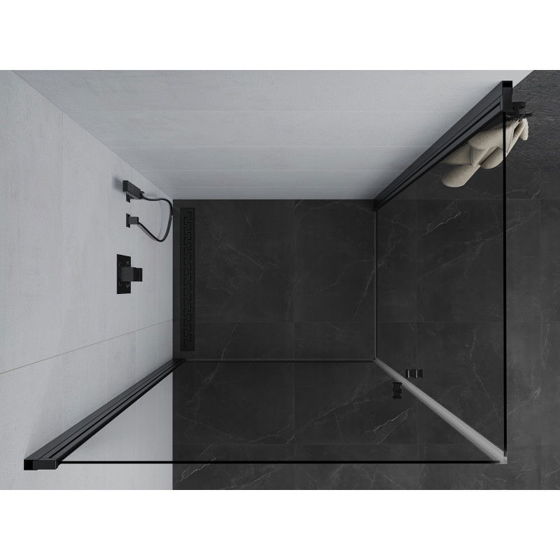 Mexen Pretoria Duo Hinged Shower Enclosure 90 x 80 cm, Transparent, Black - 852-090-080-70-00-02