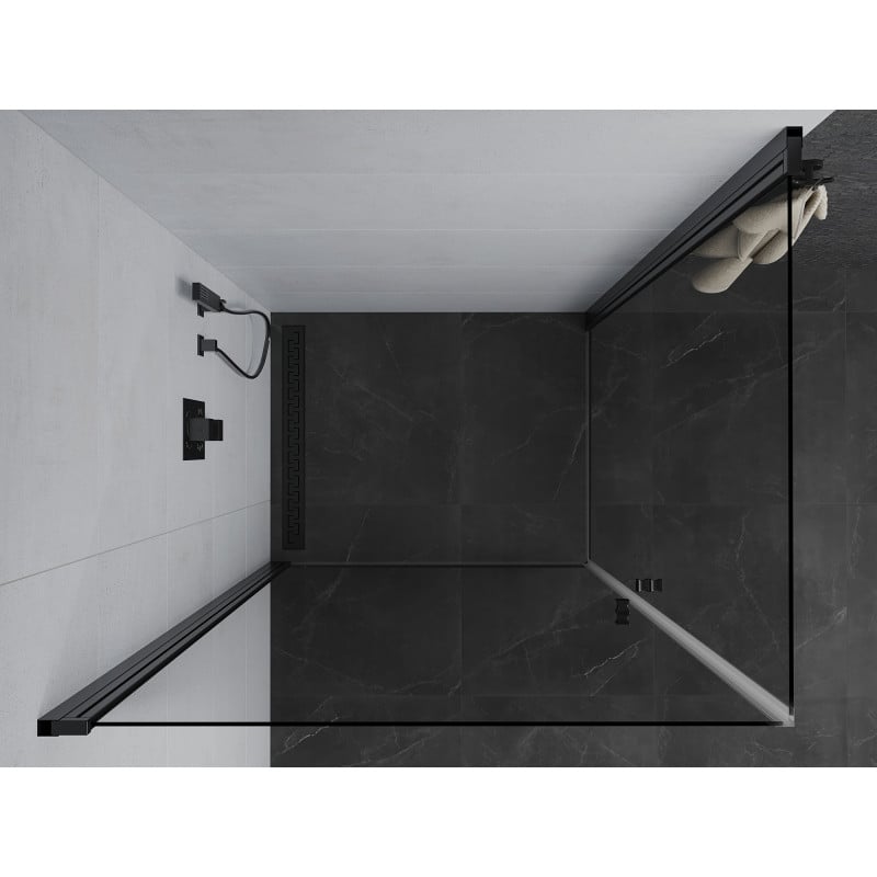 Mexen Pretoria Duo pivot shower cabin 90 x 80 cm, transparent, black - 852-090-080-70-00-02