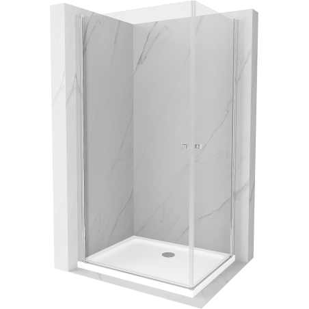 Mexen Pretoria Duo shower cabin with swing door 80 x 70 cm, transparent, chrome + Flat shower tray - 852-080-070-01-02-4010