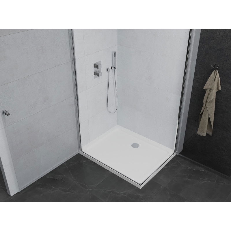 Mexen Pretoria Duo 90 x 80 cm Hinged Shower Enclosure, Transparent, Chrome + Flat Tray - 852-090-080-01-02-4010
