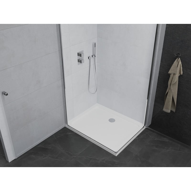 Mexen Pretoria Duo Hinged Shower Enclosure 90 x 80 cm, Transparent, Chrome + Flat Shower Tray - 852-090-080-01-02-4010
