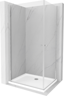 Mexen Pretoria Duo Hinged Shower Enclosure 90 x 80 cm, Transparent, Chrome + Flat Shower Tray - 852-090-080-01-02-4010
