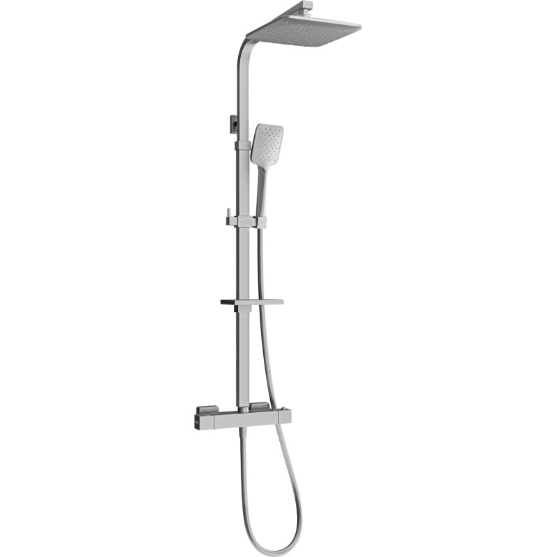 Mexen CQ62 surface-mounted shower set with rain shower and thermostatic faucet, brushed gun gray - 772506295-66