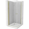 Mexen Pretoria Duo Hinged Shower Cabin 70 x 70 cm, Transparent, Gold + Flat Shower Tray - 852-070-070-50-02-4010G