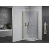 Mexen Pretoria Duo Hinged Shower Cabin 70 x 70 cm, Transparent, Gold + Flat Shower Tray - 852-070-070-50-02-4010G